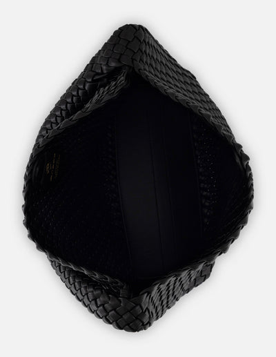 Tote negro en piel vegana trenzada para mujer