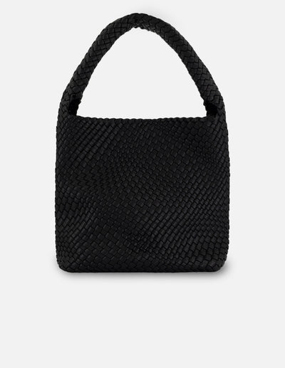 Tote negro en piel vegana trenzada para mujer
