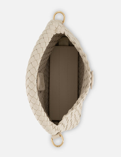 Minibolso blanco en piel vegana trenzada para mujer