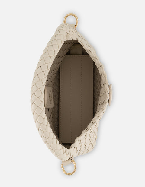 Minibolso blanco en piel vegana trenzada para mujer