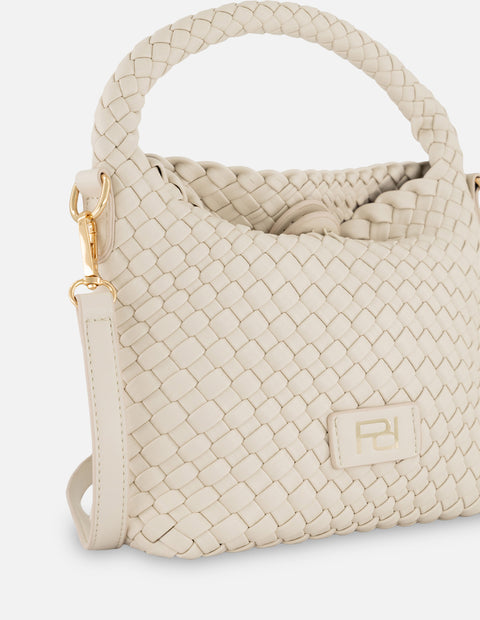 Minibolso blanco en piel vegana trenzada para mujer