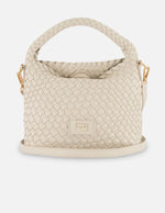 Minibolso blanco en piel vegana trenzada para mujer