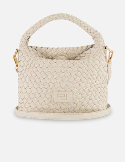 Minibolso blanco en piel vegana trenzada para mujer
