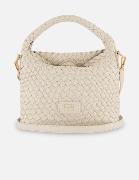 Minibolso blanco en piel vegana trenzada para mujer