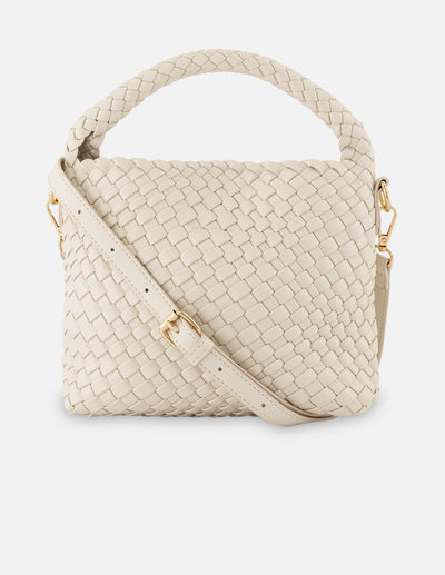 Minibolso blanco en piel vegana trenzada para mujer