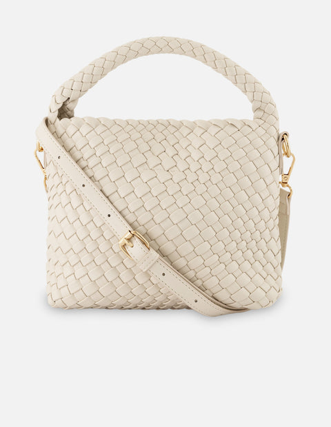 Minibolso blanco en piel vegana trenzada para mujer