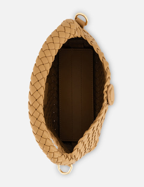 Minibolso cuero en piel vegana trenzada para mujer