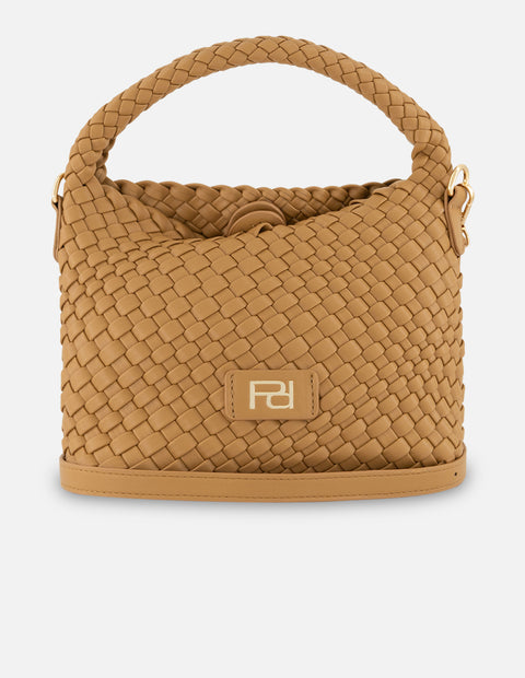 Minibolso cuero en piel vegana trenzada para mujer