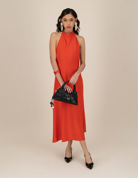 Minibolso negro en piel vegana trenzada para mujer