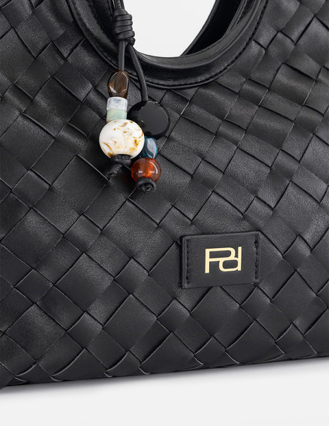 Tote negro en piel vegana trenzada para mujer