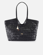 Tote negro en piel vegana trenzada para mujer