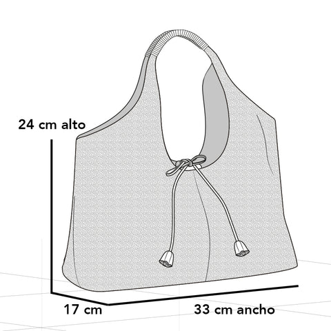 Bolso de hombro negro y blanco en rafia con aro frontal