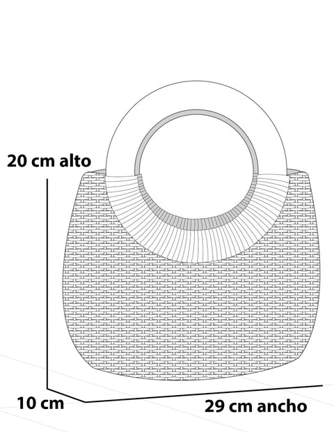 Bolso de mano color blanco en rafia con tejido artesanal