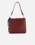 Bolso de hombro rojo en piel vegana con grabado