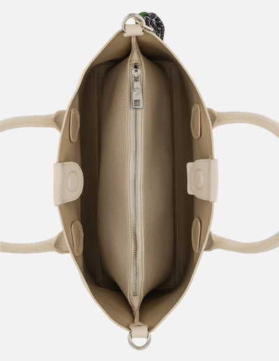 Bolso de mano blanco en piel vegana con grabado