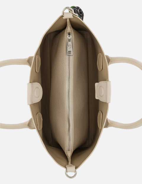 Bolso de mano blanco en piel vegana con grabado