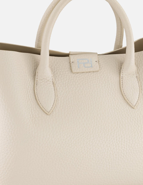 Bolso de mano blanco en piel vegana con grabado