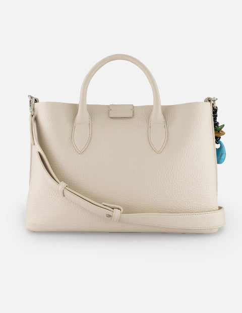 Bolso de mano blanco en piel vegana con grabado