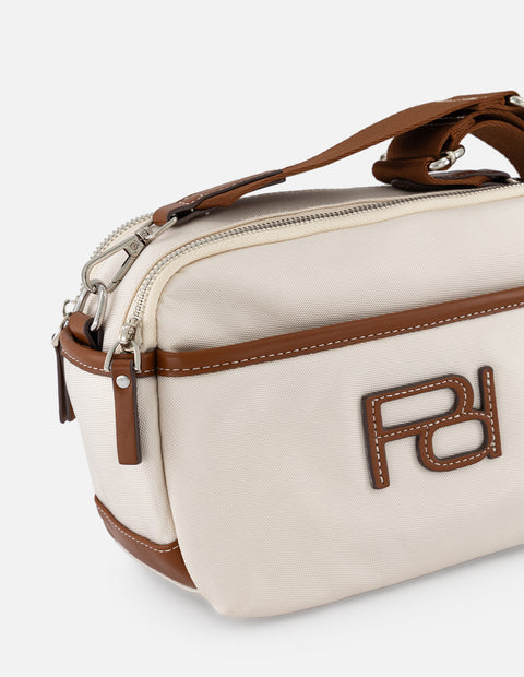 Bandolera blanca en nylon con aplicaciones decorativas