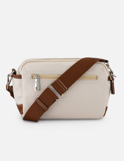 Bandolera blanca en nylon con aplicaciones decorativas