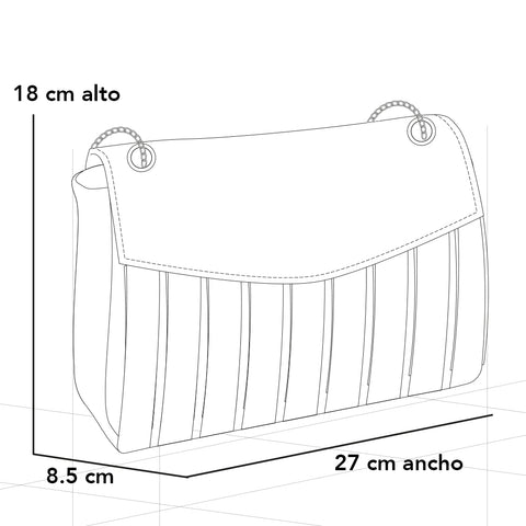 Bandolera blanca tipo serpiente con cadena doble y detalle metálico para mujer