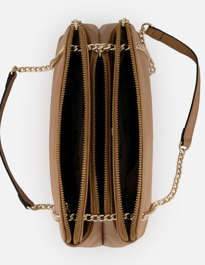 Bandolera cuero piel para mujer con herraje metálico