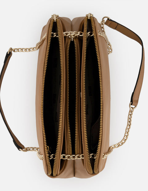 Bandolera cuero piel para mujer con herraje metálico