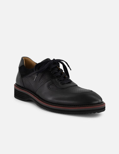 Zapato Oxford negro piel y ante para hombre con combinación de materiales