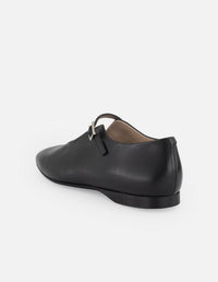 Balerinas negro piel para mujer con tira ajustable