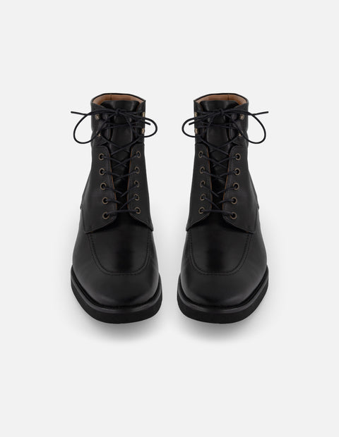 Botines +7 cm de altura negros piel para hombre con suela comfort