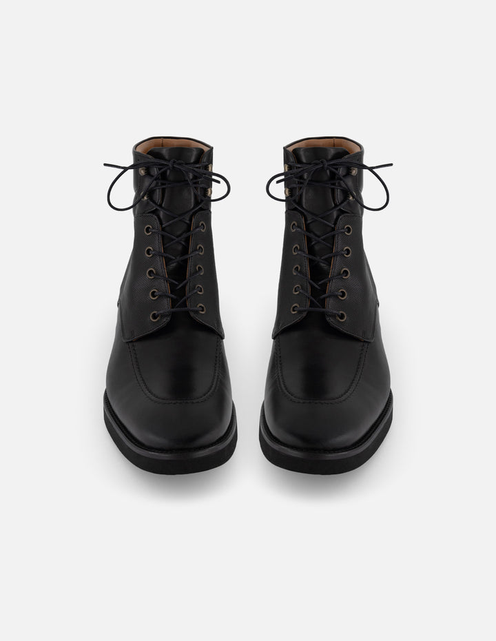Botines +7 cm de altura negros piel para hombre con suela comfort