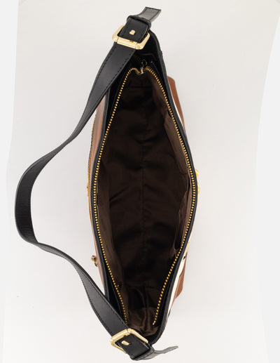 Bolso de hombro multicolor piel para mujer con herraje frontal