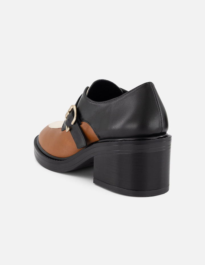 Zapato Monk multicolor piel para mujer con hebilla metálica