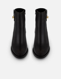Botines negro piel para mujer con tira lateral
