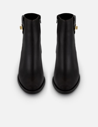 Botines negro piel para mujer con tira lateral