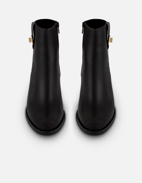 Botines negro piel para mujer con tira lateral