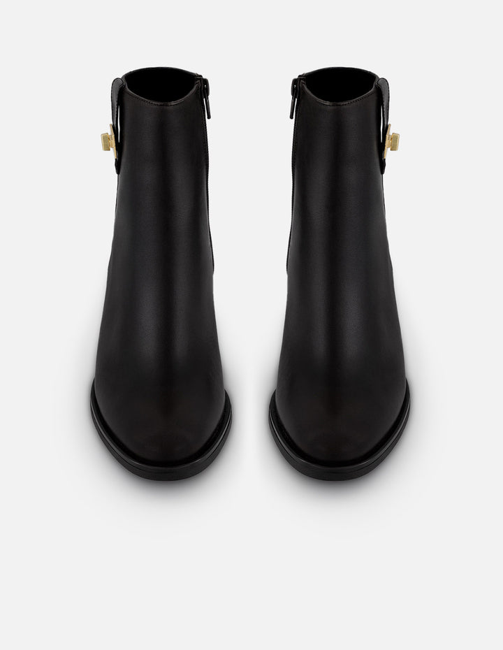 Botines negro piel para mujer con tira lateral