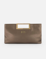 Clutch oro vegano para mujer con maxiasa metálica