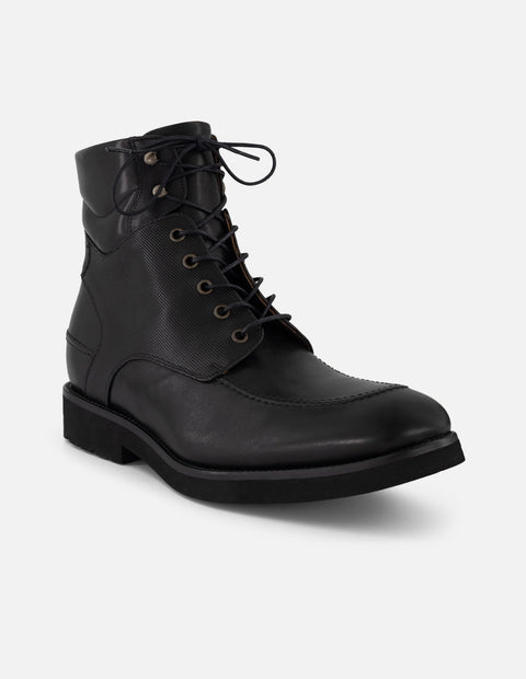 Botines +7 cm de altura negros piel para hombre con suela comfort