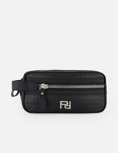 Neceser negro nylon para hombre con acabado acolchado