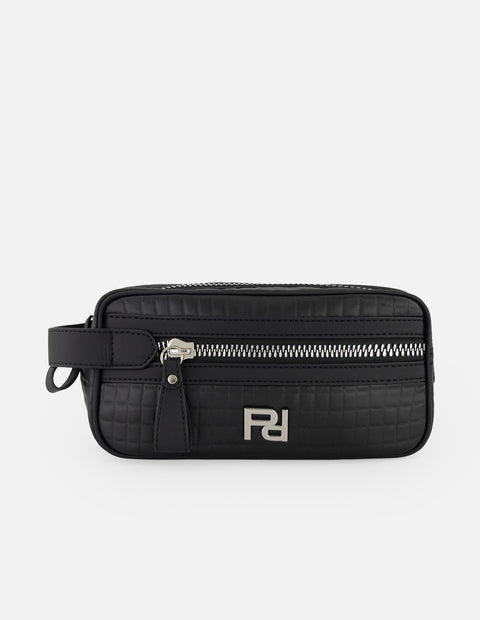 Neceser negro nylon para hombre con acabado acolchado