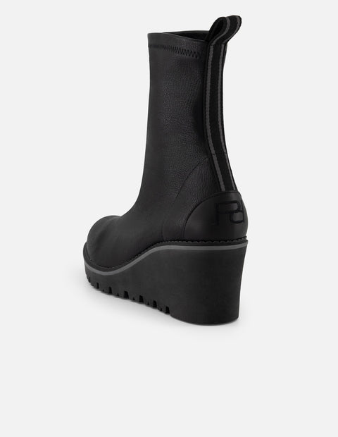 Botines color negro lycra piel con detalle metálico para mujer