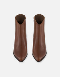 Botines cuero piel para mujer con corte asimétrico