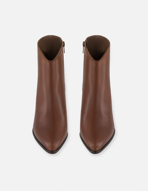 Botines cuero piel para mujer con corte asimétrico