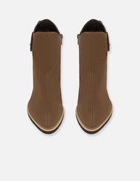 Botines café ante para mujer con hebilla lateral