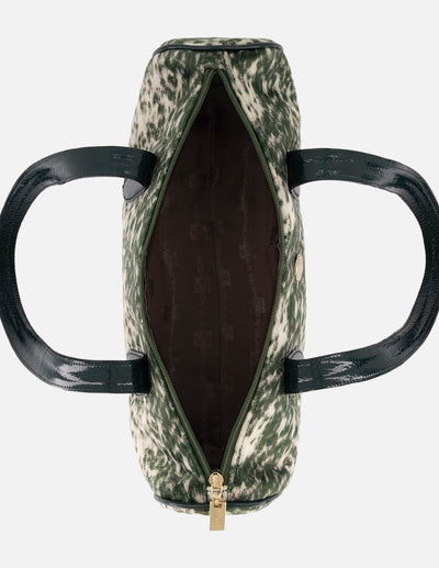 Bolso de hombro verde terciopelo para mujer con acabado print