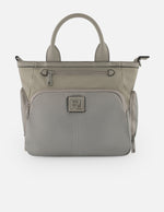 Bolso de mano gris nylon para mujer con 4 compartimentos