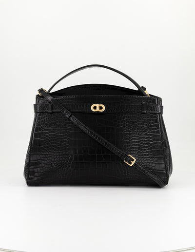 Bolso de mano negro vegano para mujer con piel tipo coco