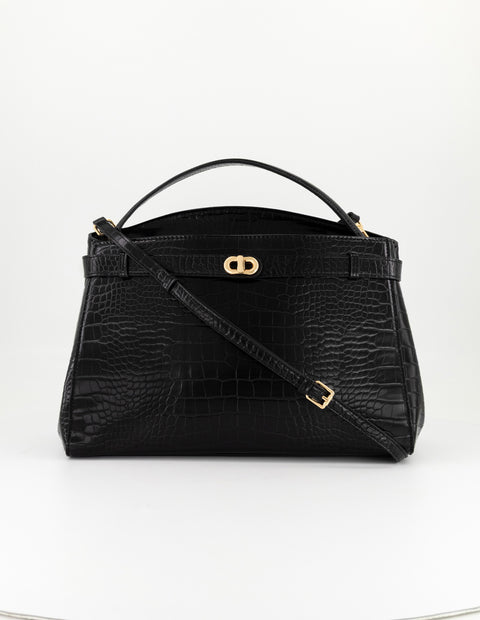 Bolso de mano negro vegano para mujer con piel tipo coco