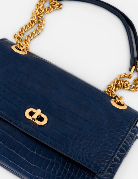 Bolso de hombro azul vegano para mujer con piel tipo coco